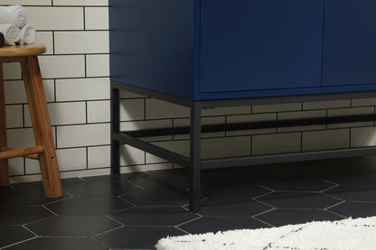 42 inch Single bathroom vanity in blue with backsplash