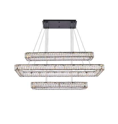 Monroe 50 inch LED triple rectangle pendant in black