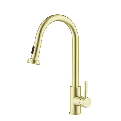 Sem Single Handle Pull Down Sprayer Kitchen Faucet in Brushed Gold
