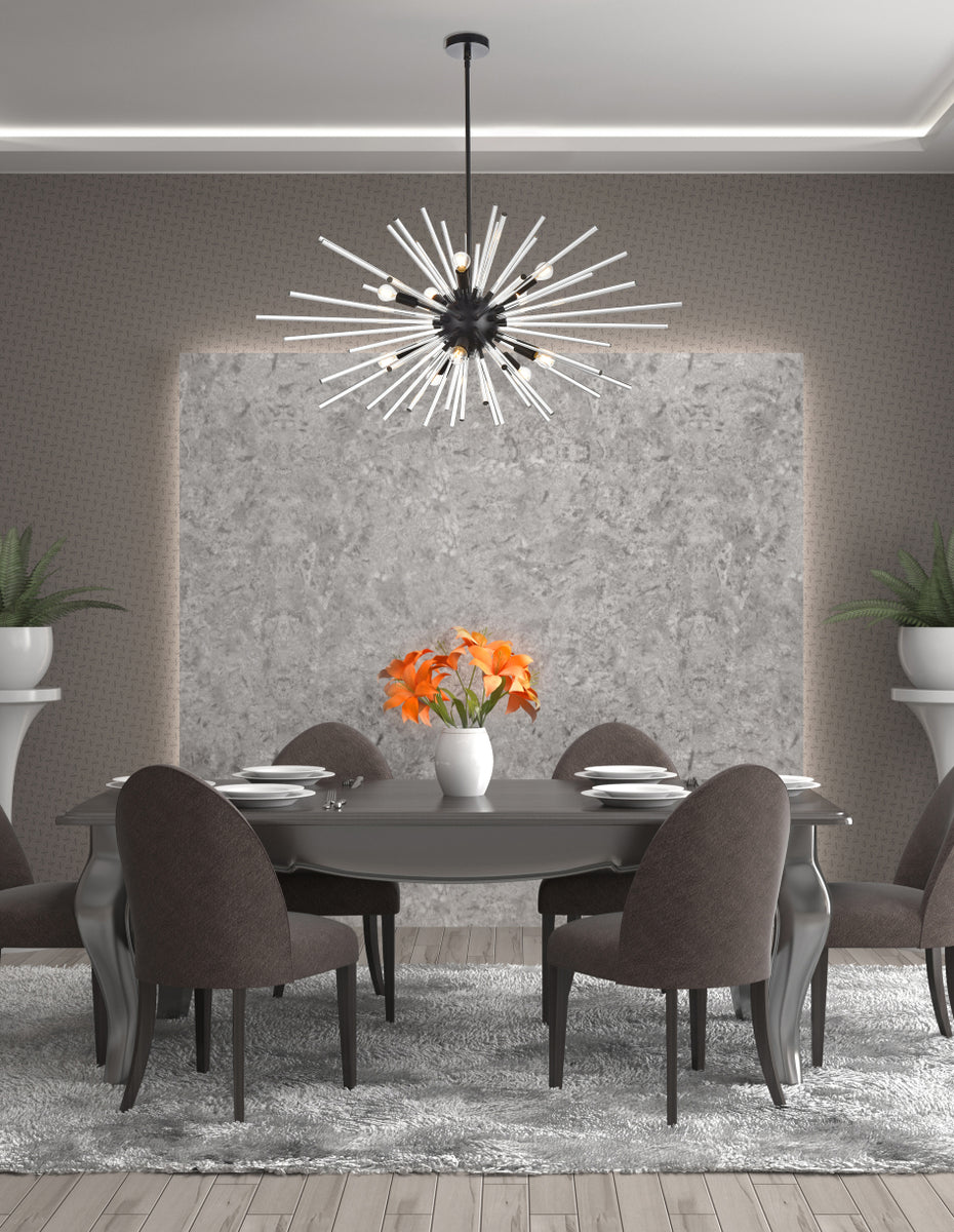 Sienna 42 inch crystal rod pendant in black