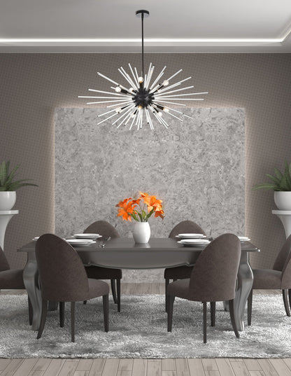 Sienna 42 inch crystal rod pendant in black