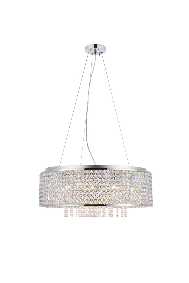 Amelie 10 light Chrome Pendant Clear Royal Cut Crystal