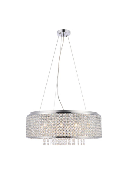 Amelie 10 light Chrome Pendant Clear Royal Cut Crystal