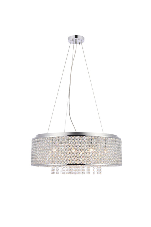 Amelie 10 light Chrome Pendant Clear Royal Cut Crystal