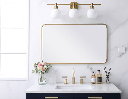 Soft corner metal rectangular mirror 22x36 inch in Brass