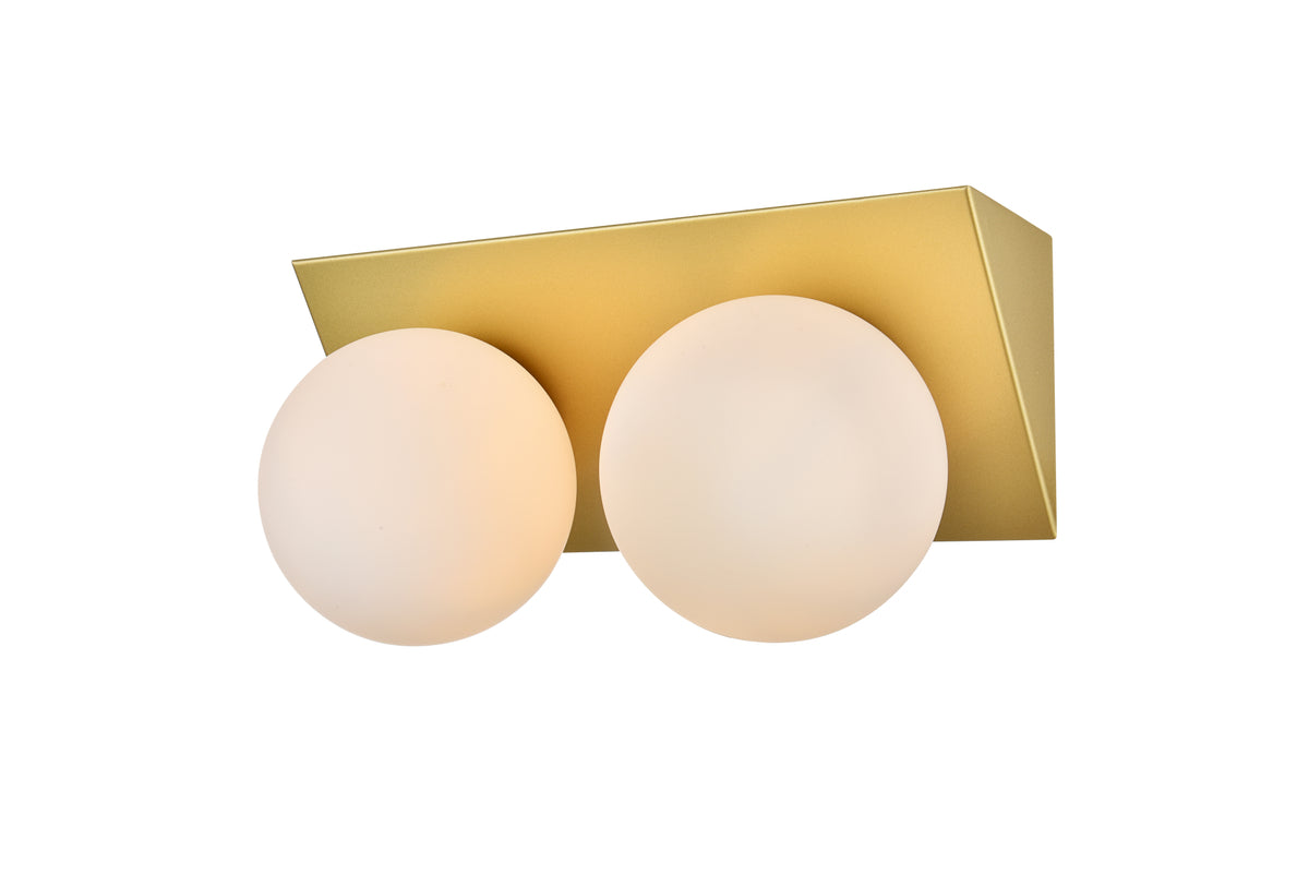Jillian 2 light Brass and frosted white Bath Sconce