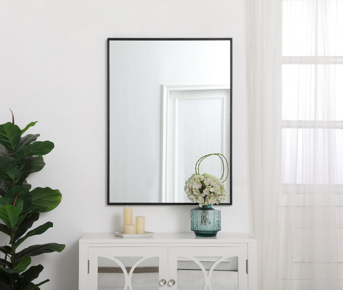 Metal frame rectangle mirror 27 inch in Black