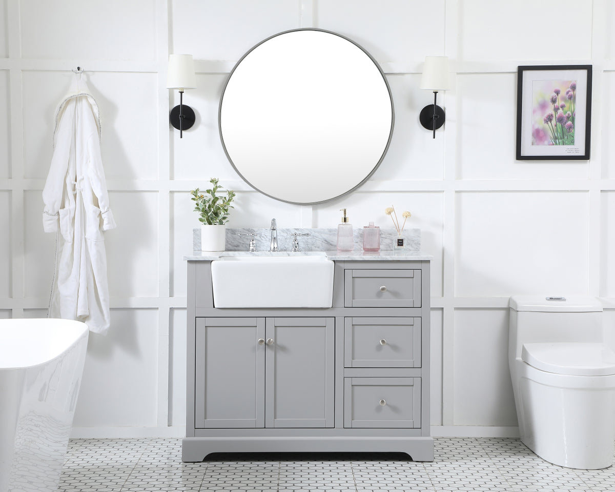42 inch Single bathroom vanity in grey with backsplash