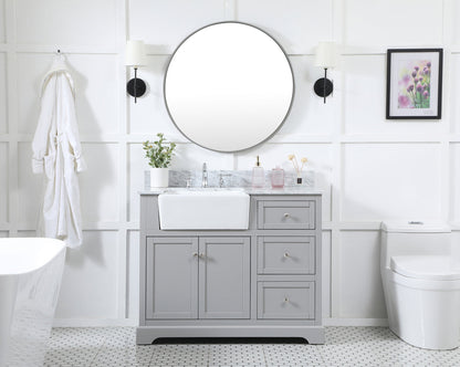 42 inch Single bathroom vanity in grey with backsplash