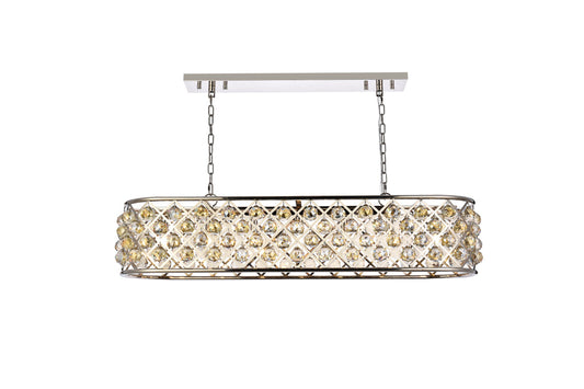 Madison 7 light polished Nickel Chandelier Golden Teak (Smoky) Royal Cut Crystal
