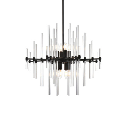 Sienna 27 inch crystal rod pendant in black
