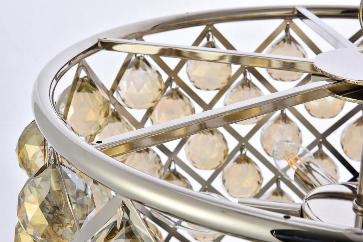 Madison 6 light polished nickel Pendant Golden Teak (Smoky) Royal Cut Crystal