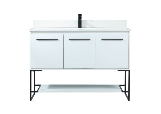 48 inch Single bathroom vanity in white with backsplash