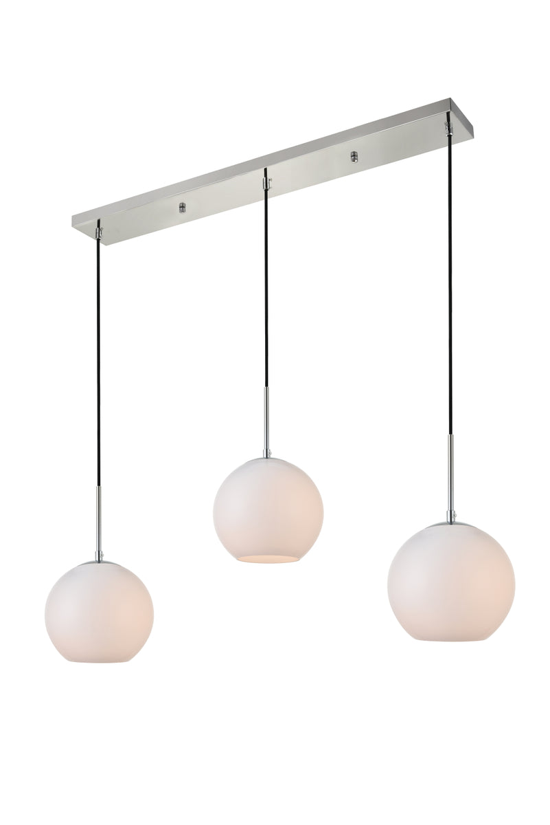 Baxter 3 Lights Chrome Pendant With Frosted White Glass