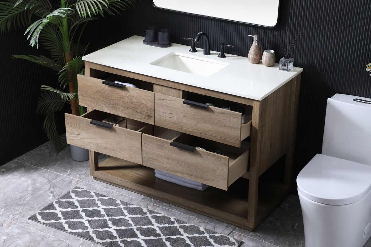 48 Inch SIngle Bathroom Vanity In Natural Oak