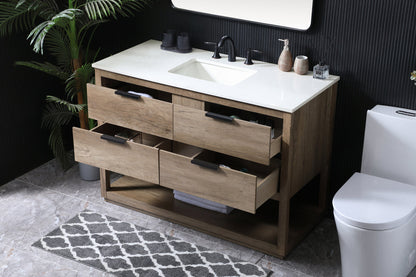 48 Inch SIngle Bathroom Vanity In Natural Oak