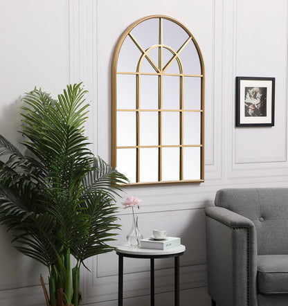 Metal windowpane mirror 28 inch x 41 inch in in Brass