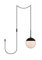 Eclipse 1 Light Black plug in pendant With Frosted White Glass