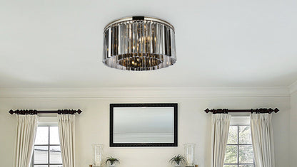 Sydney 8 light polished nickel Flush Mount Silver Shade (Grey) Royal Cut Crystal