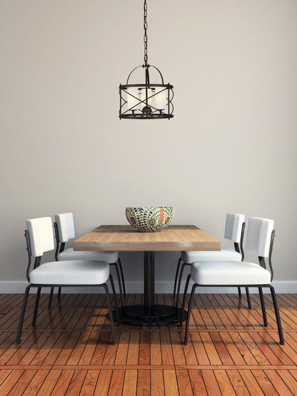 Wren Collection Pendant D15.8 H17.3 Lt:3 Dark Copper Brown and frosted white Finish