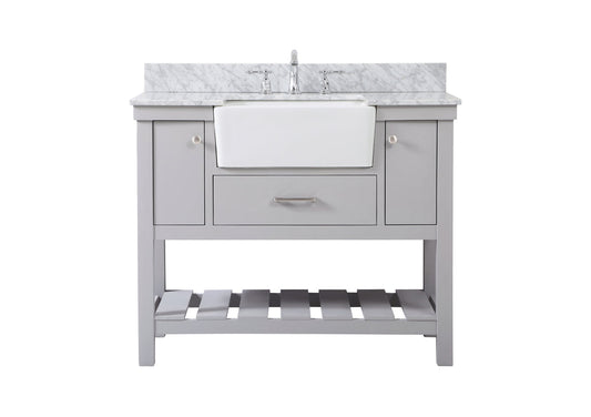 42 inch Single bathroom vanity in grey with backsplash