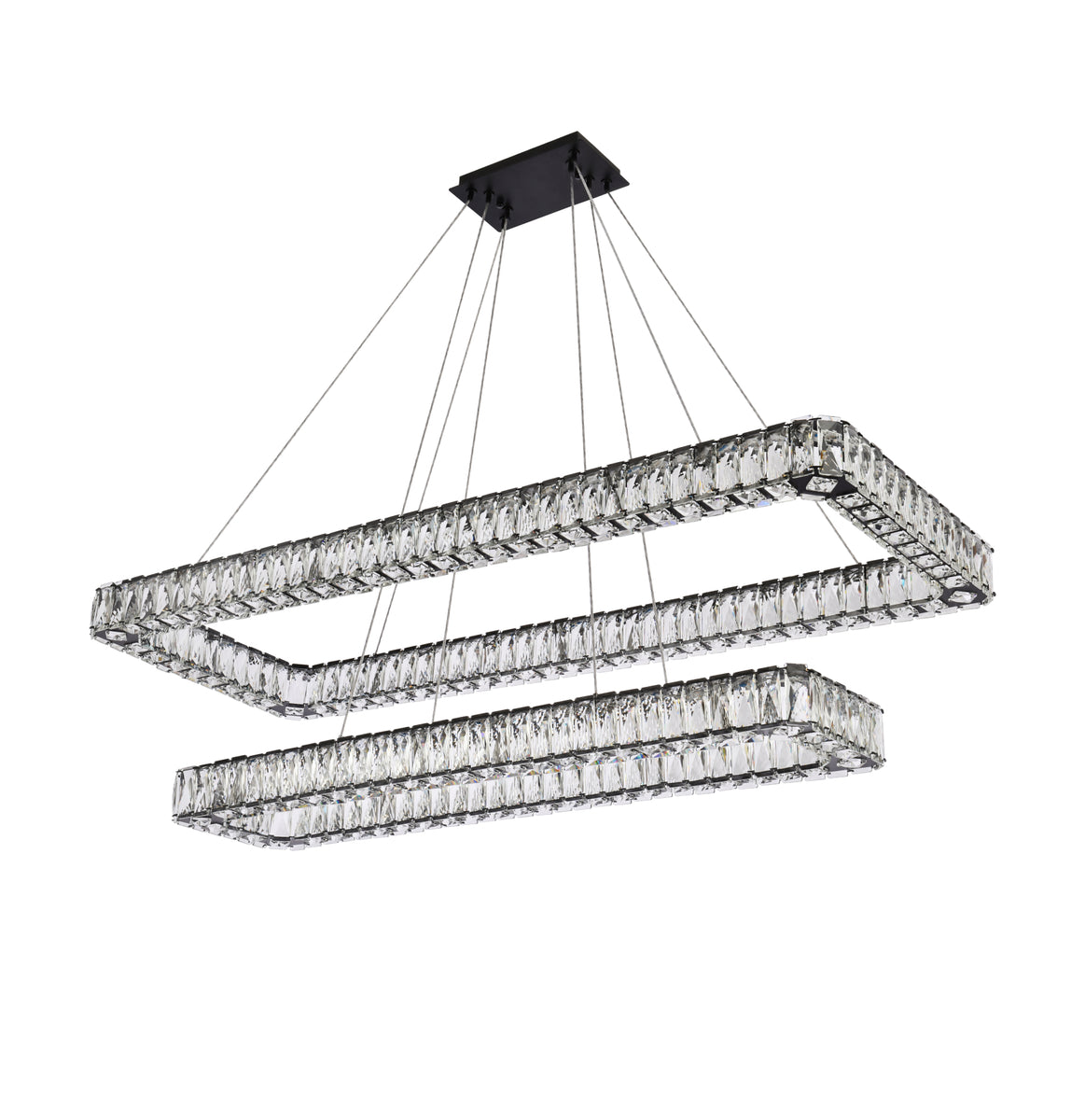 Monroe 50 inch LED double rectangle pendant in black