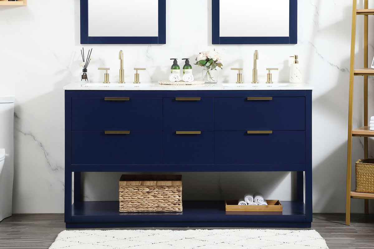 60 inch Single bathroom vanity in blue