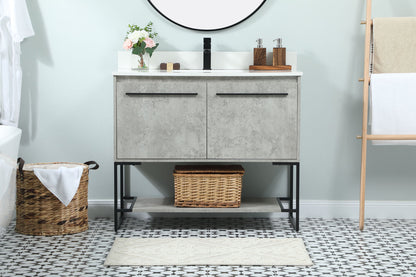 40 inch Single bathroom vanity in concrete grey with backsplash