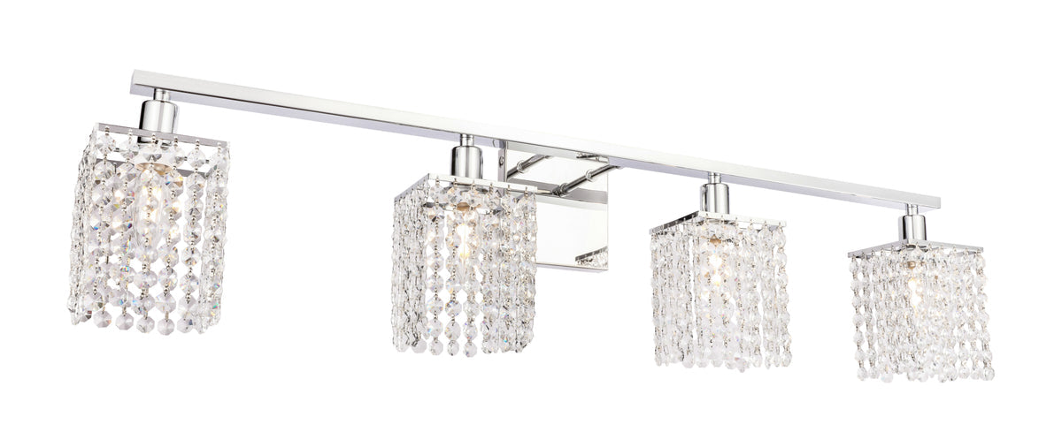 Phineas 4 light Chrome and Clear Crystals wall sconce