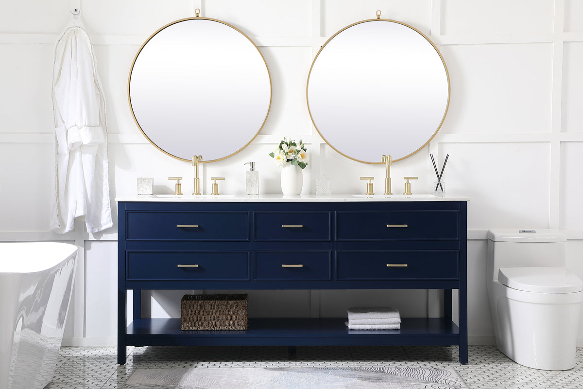 72 inch double bathroom vanity in blue