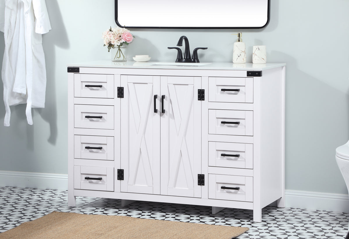 48 inch Single bathroom vanity in white
