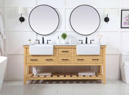 72 inch double bathroom vanity in natural wood