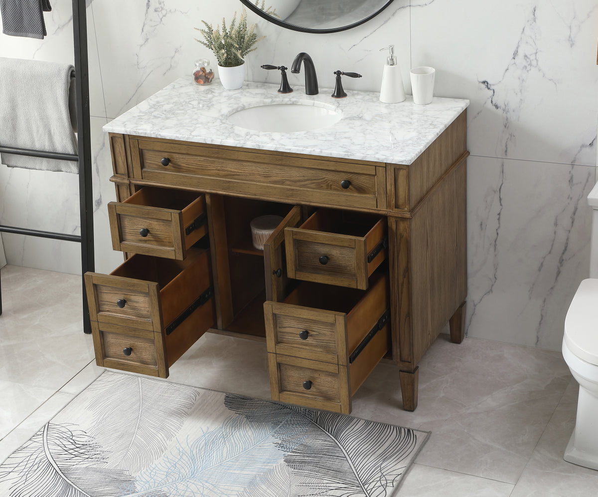 42 inch Single bathroom vanity in driftwood