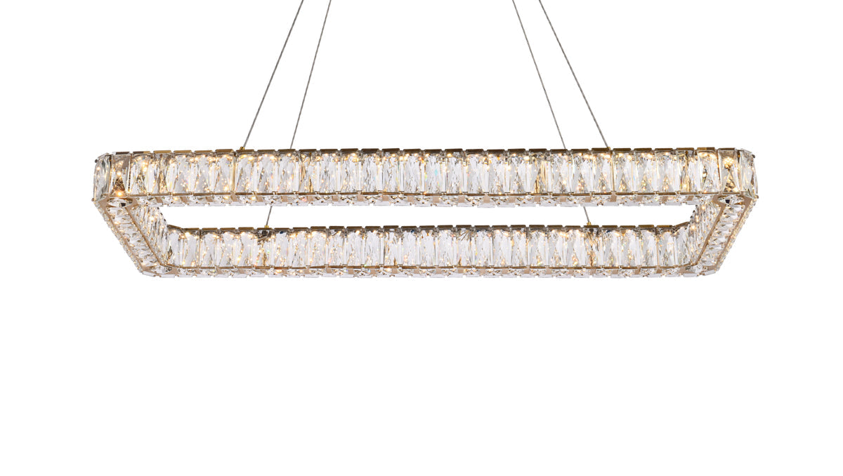Monroe 42 inch LED Single rectangle pendant in gold