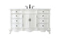 60 inch Single Bathroom vanity in antique white with ivory white engineered marble