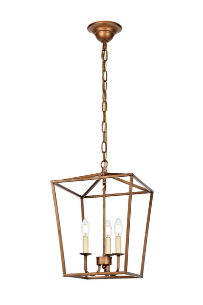 Maddox Collection Pendant D12.5 H18.25 Lt:3 Vintage Gold Finish