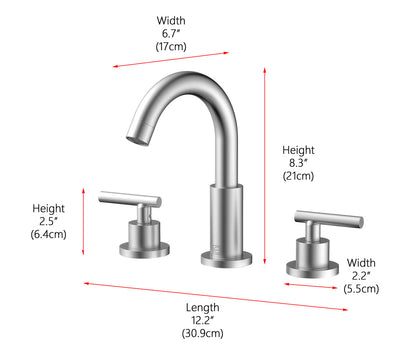 Leah 8 inch Widespread Double Handle Bathroom Faucet in Brushed Nickel