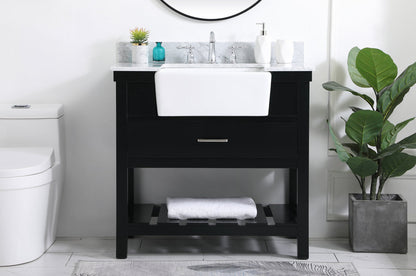 36 inch Single bathroom vanity in black with backsplash