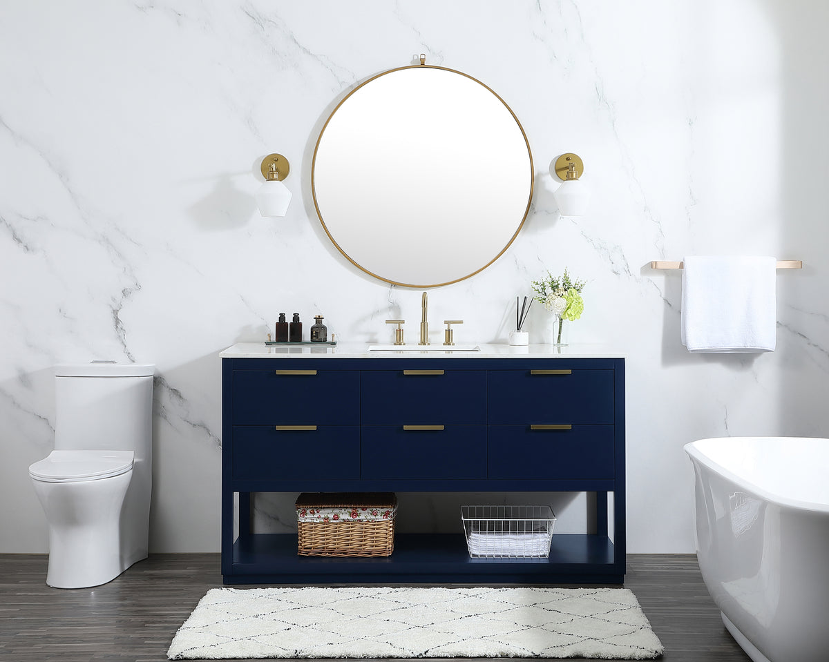 60 inch Single bathroom vanity in blue