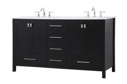 60 inch Double Bathroom Vanity in Black