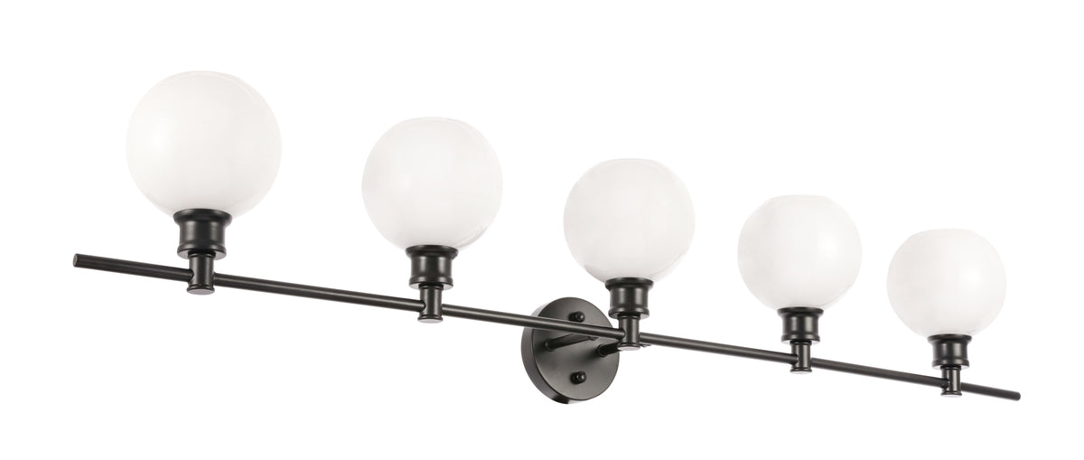 Collier 5 light Black and Frosted white glass Wall sconce