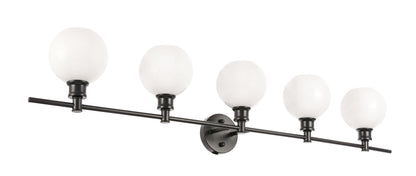 Collier 5 light Black and Frosted white glass Wall sconce