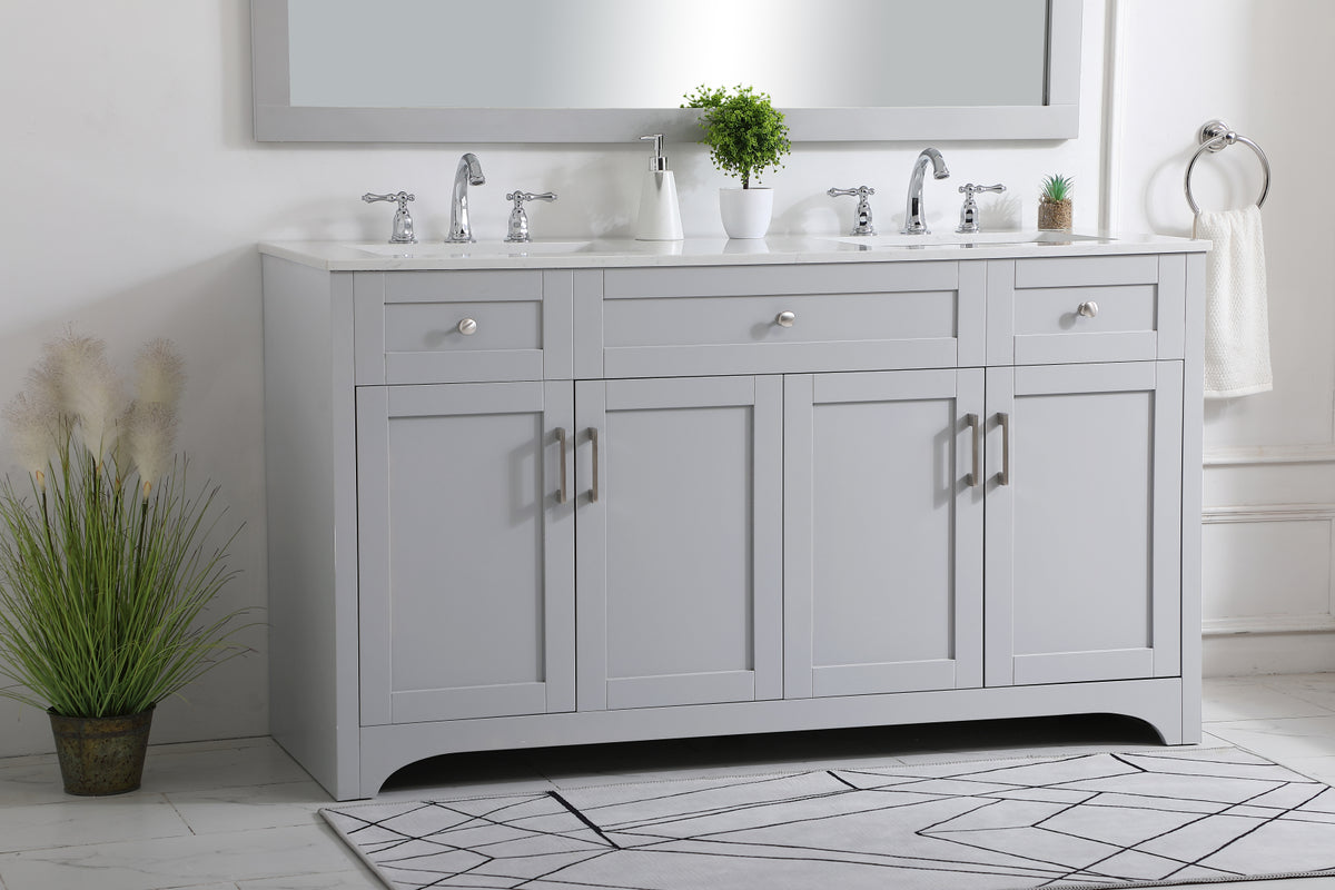 60 inch Double Bathroom Vanity in Grey