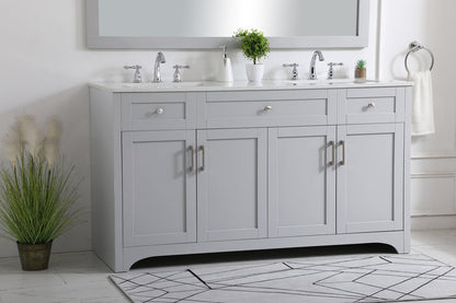 60 inch Double Bathroom Vanity in Grey