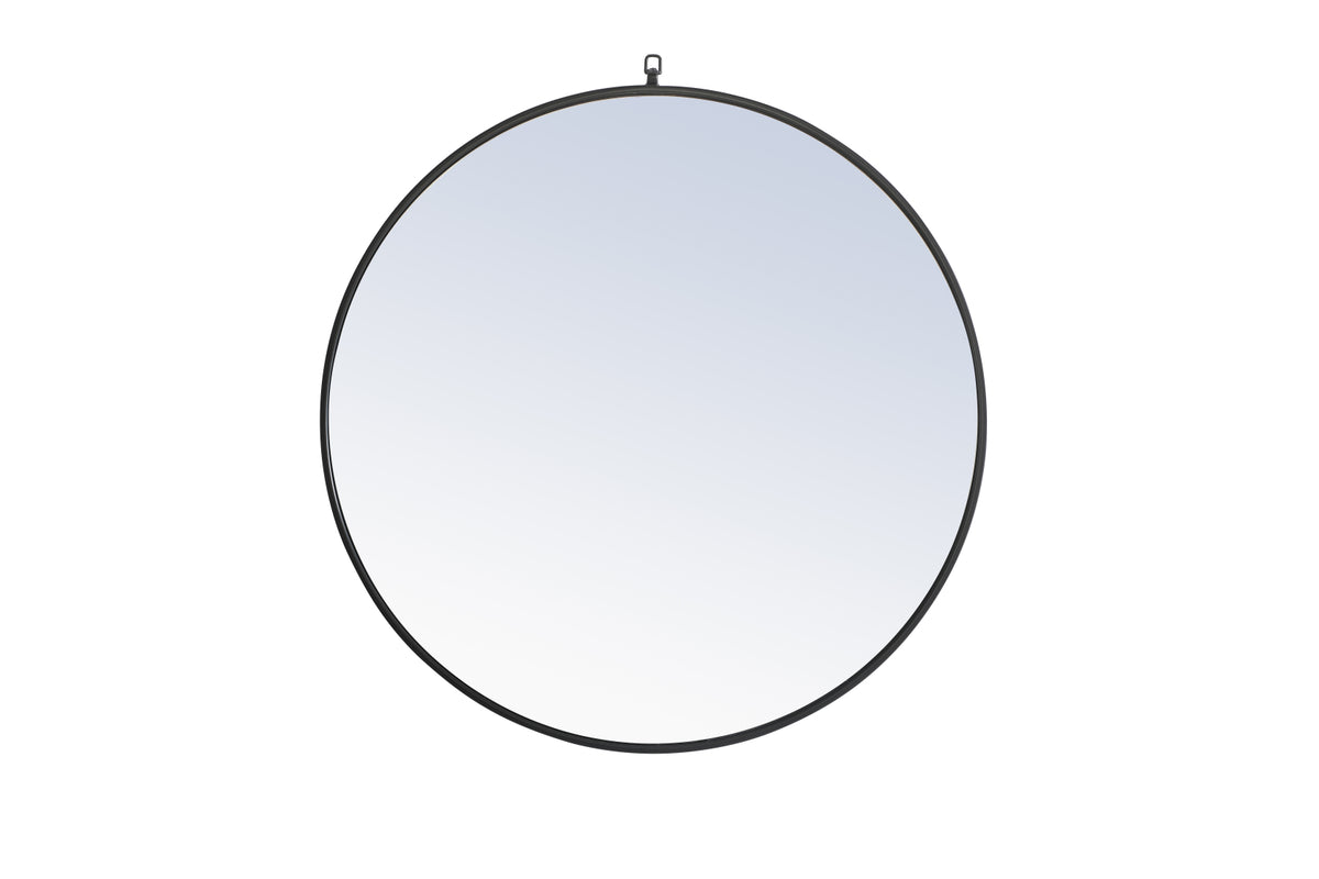 Metal frame Round Mirror with decorative hook 36 inch Black finish