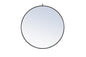 Metal frame Round Mirror with decorative hook 36 inch Black finish