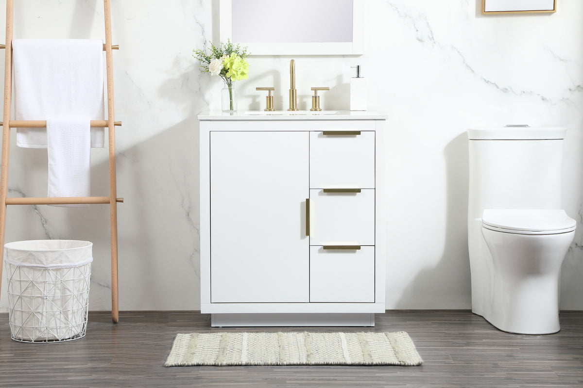 30 inch Single bathroom vanity in white