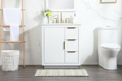 30 inch Single bathroom vanity in white