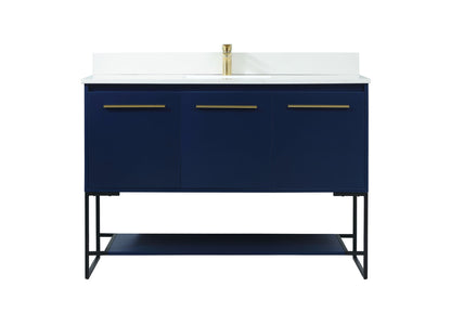 48 inch Single bathroom vanity in blue with backsplash