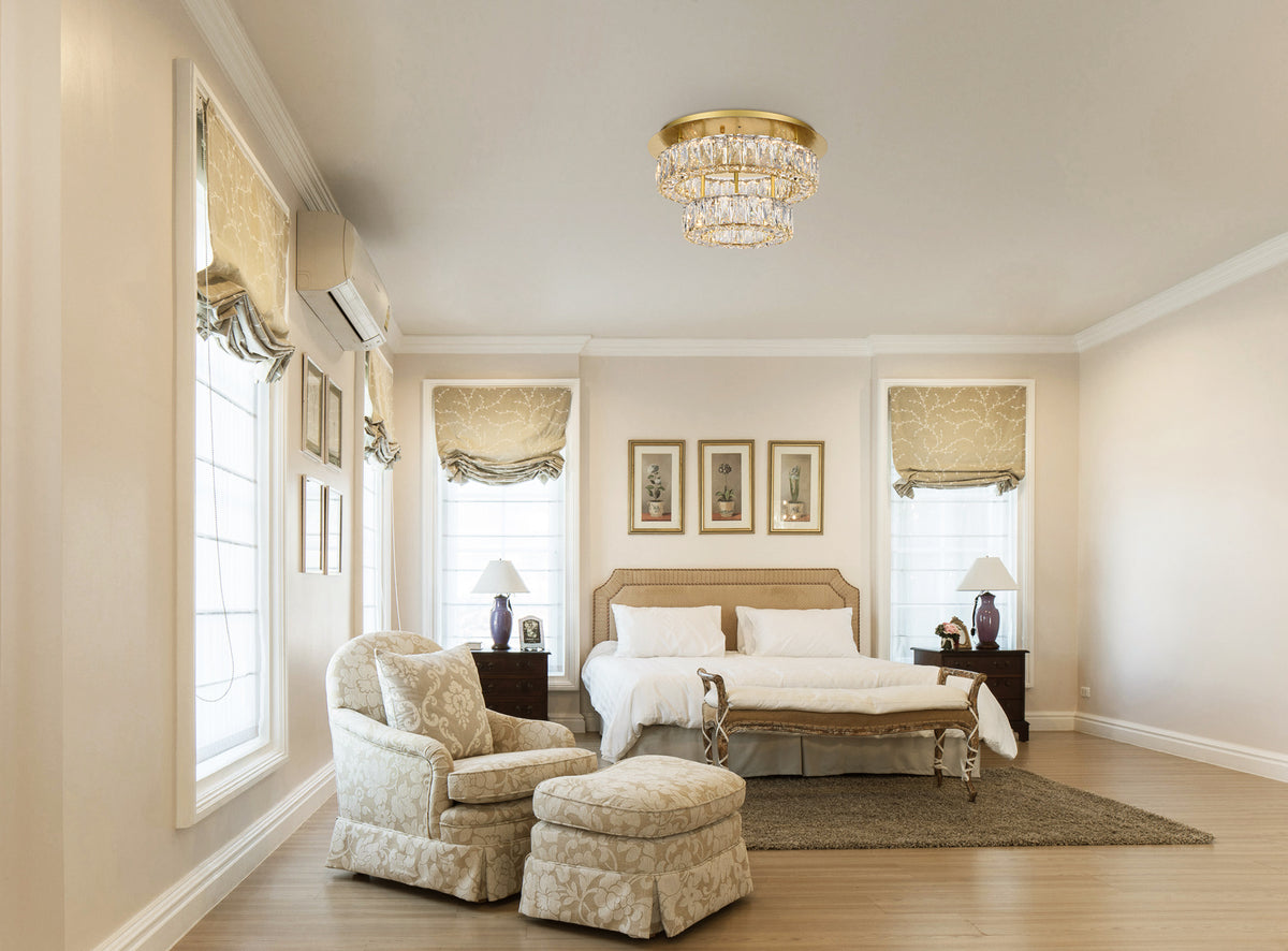 Monroe LED light gold Flush Mount Clear Royal Cut Crystal